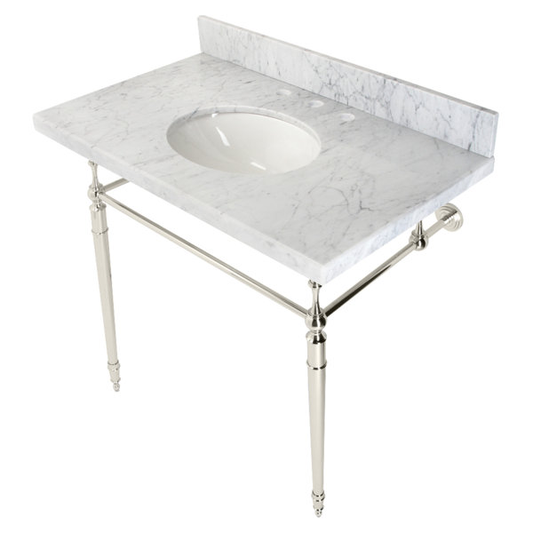 Kingston Brass Edwardian Ceramic Rectangular Console Bathroom Sink with
